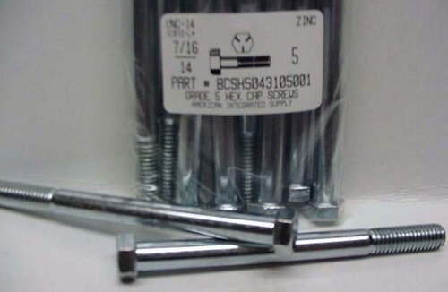 7/16-14X5 HEX HEAD CAP SCREW GRADE 5 STEEL ZINC PLATED