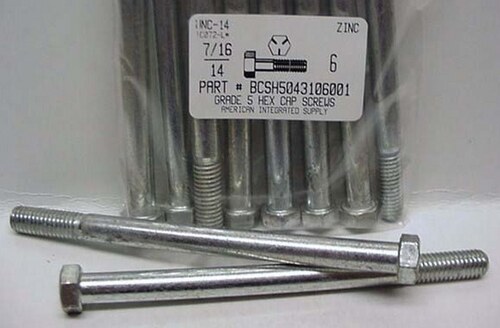 7/16-14X6 HEX HEAD CAP SCREW GRADE 5 STEEL ZINC PLATED