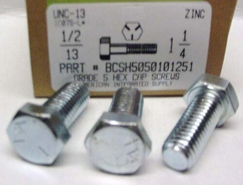 1/2-13X1-1/4 HEX HEAD CAP SCREW GRADE 5 STEEL ZINC PLATED