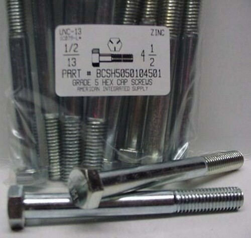 1/2-13X4-1/2 HEX HEAD CAP SCREW GRADE 5 STEEL ZINC PLATED