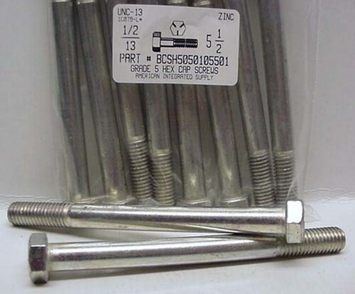 1/2-13X5-1/2 HEX HEAD CAP SCREW GRADE 5 STEEL ZINC PLATED