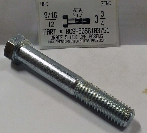 9/16-12X3-3/4 HEX HEAD CAP SCREW GRADE 5 STEEL ZINC PLATED