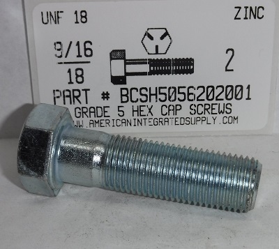 9/16-18X2 HEX HEAD CAP SCREW GRADE 5 STEEL ZINC PLATED