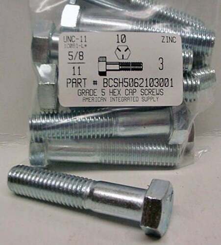 5/8-11X3 HEX HEAD CAP SCREW GRADE 5 STEEL ZINC PLATED