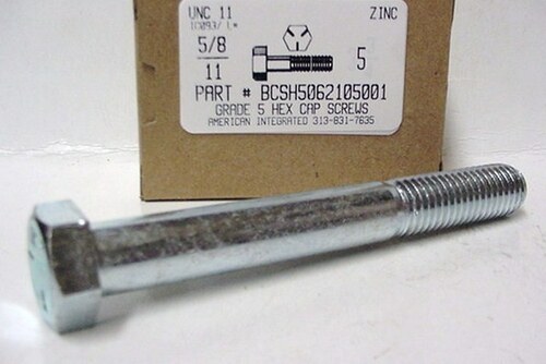 5/8-11X5 HEX HEAD CAP SCREW GRADE 5 STEEL ZINC PLATED