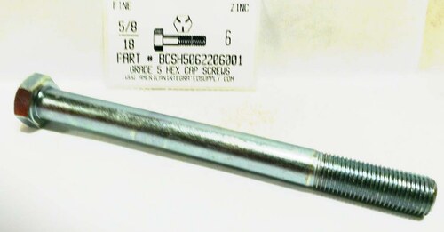 5/8-18X6 HEX HEAD CAP SCREW GRADE 5 STEEL ZINC PLATED