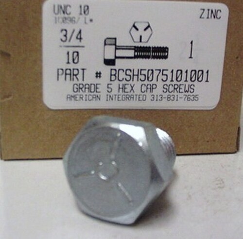 3/4-10X1 HEX HEAD CAP SCREW GRADE 5 STEEL ZINC PLATED