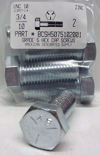 3/4-10X2 HEX HEAD CAP SCREW GRADE 5 STEEL ZINC PLATED