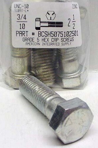 3/4-10X2-1/2 HEX HEAD CAP SCREW GRADE 5 STEEL ZINC PLATED