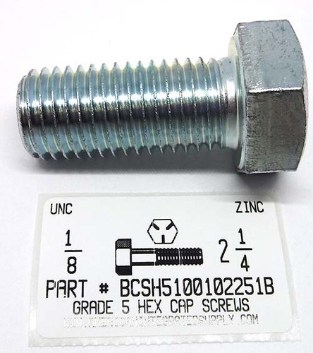 1-8X2-1/4 HEX HEAD CAP SCREW GRADE 5 STEEL ZINC PLATED