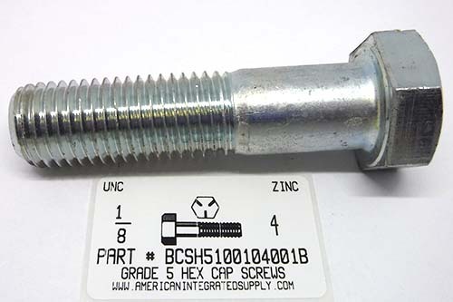 1-8X4 HEX HEAD CAP SCREW GRADE 5 STEEL STEEL ZINC PLATED