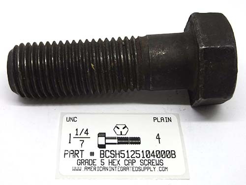 1-1/4-7X4 HEX HEAD CAP SCREW GRADE 5 STEEL PLAIN