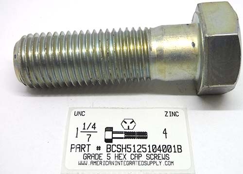 1-1/4-7X4 HEX HEAD CAP SCREW GRADE 5 STEEL ZINC PLATED