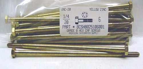 1/4-20X6 HEX HEAD CAP SCREW GRADE 8 STEEL YELLOW ZINC PLATED