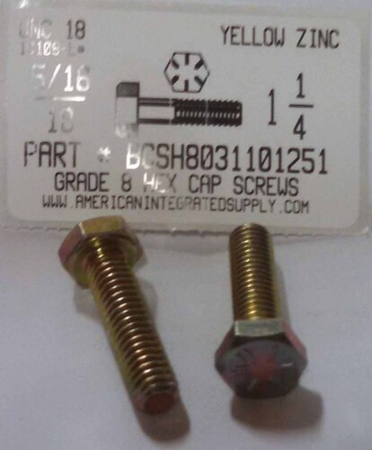 5/16-18X1-1/4 HEX HEAD CAP SCREW GRADE 8 STEEL YELLOW ZINC PLATED