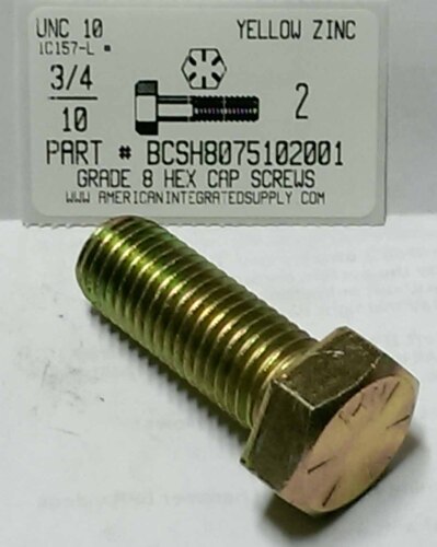 3/4-10X2 HEX HEAD CAP SCREW GRADE 8 STEEL YELLOW ZINC PLATED