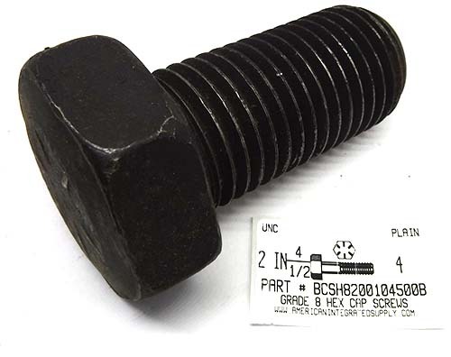 2"-4-1/2X4 HEX HEAD CAP SCREW GRADE 8 STEEL PLAIN