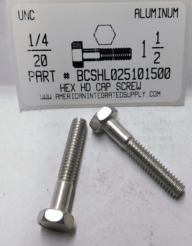 1/4-20X1-1/2 HEX HEAD CAP SCREW 2024T4 ALUMINUM