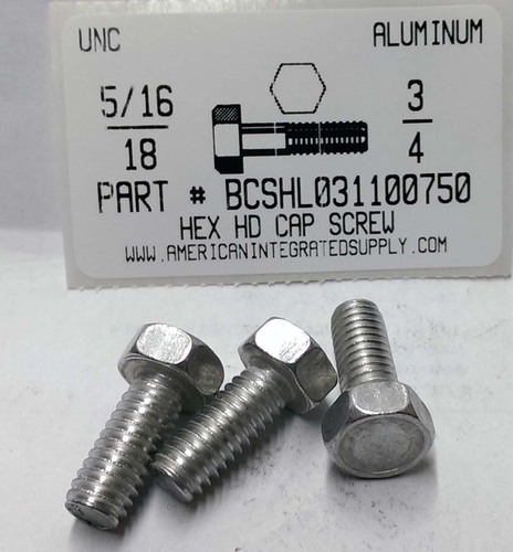 5/16-18X3/4 HEX HEAD CAP SCREW 2024T4 ALUMINUM