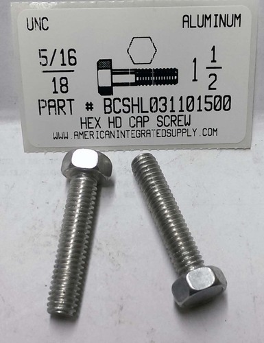 5/16-18X1-1/2 HEX HEAD CAP SCREW 2024T4 ALUMINUM