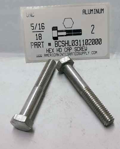 5/16-18X2 HEX HEAD CAP SCREW 2024T4 ALUMINUM