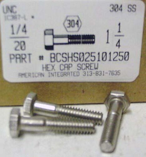 1/4-20X1-1/4 HEX HEAD CAP SCREW 304 STAINLESS STEEL