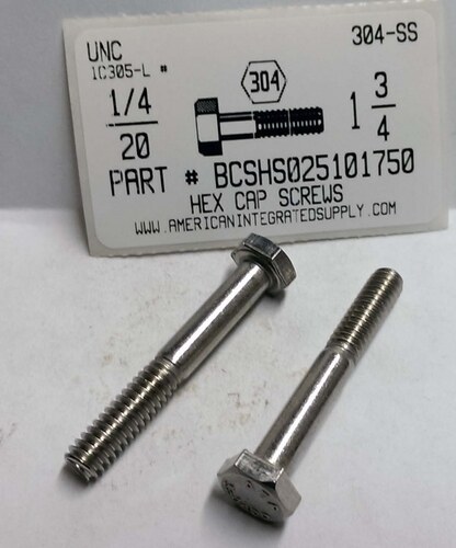 1/4-20X1-3/4 HEX HEAD CAP SCREW 304 STAINLESS STEEL