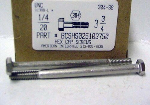 1/4-20X3-3/4 HEX HEAD CAP SCREW 304 STAINLESS STEEL