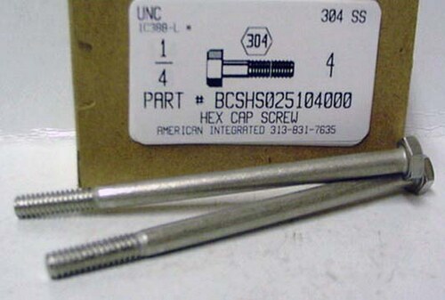 1/4-20X4 HEX HEAD CAP SCREW 304 STAINLESS STEEL