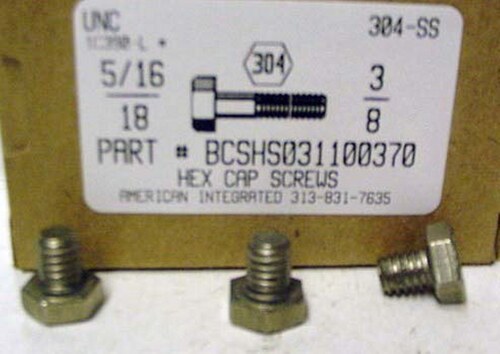 5/16-18X3/8 HEX HEAD CAP SCREW 304 STAINLESS STEEL