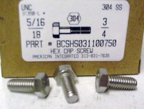 5/16-18X3/4 HEX HEAD CAP SCREW 304 STAINLESS STEEL