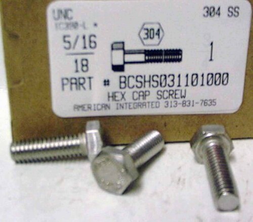 5/16-18X1 HEX HEAD CAP SCREW 304 STAINLESS STEEL