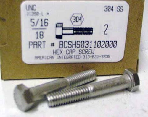 5/16-18X2 HEX HEAD CAP SCREW 304 STAINLESS STEEL