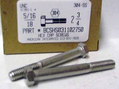 5/16-18X2-3/4 HEX HEAD CAP SCREW 304 STAINLESS STEEL