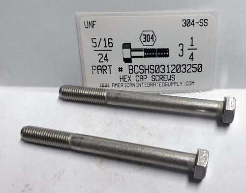 5/16-24X3-1/4 HEX HEAD CAP SCREW 304 STAINLESS STEEL