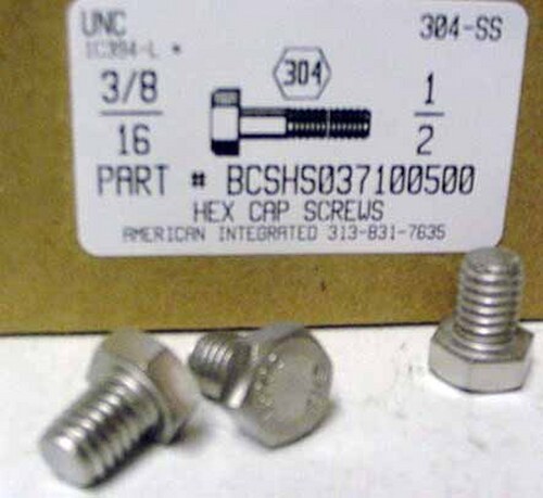 3/8-16X1/2 HEX HEAD CAP SCREW 304 STAINLESS STEEL