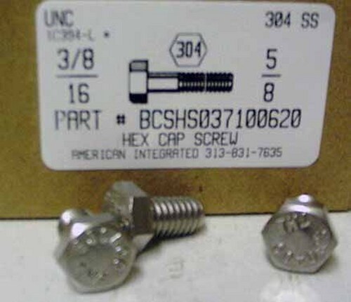 3/8-16X5/8 HEX HEAD CAP SCREW 304 STAINLESS STEEL