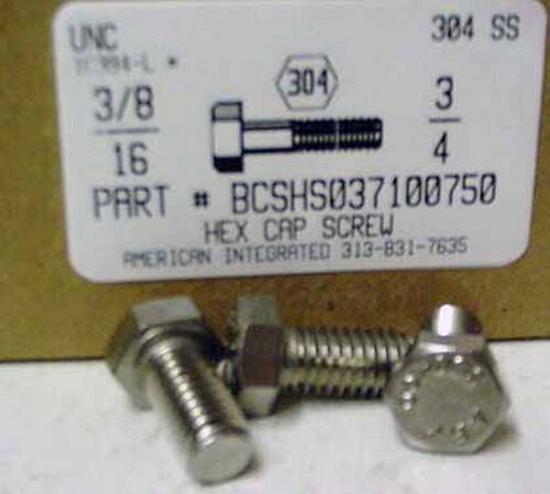 3/8-16X3/4 HEX HEAD CAP SCREW 304 STAINLESS STEEL