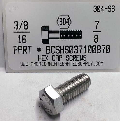 3/8-16X7/8 HEX HEAD CAP SCREW 304 STAINLESS STEEL