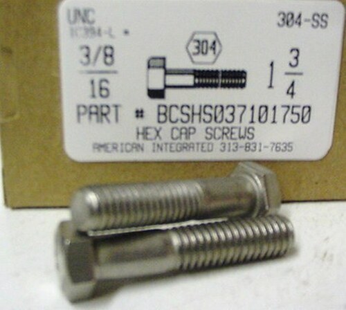 3/8-16X1-3/4 HEX HEAD CAP SCREW 304 STAINLESS STEEL