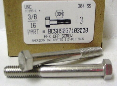 3/8-16X3 HEX HEAD CAP SCREW 304 STAINLESS STEEL