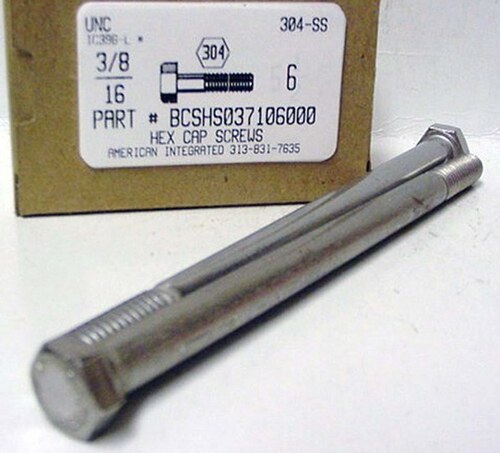 3/8-16X6 HEX HEAD CAP SCREW 304 STAINLESS STEEL