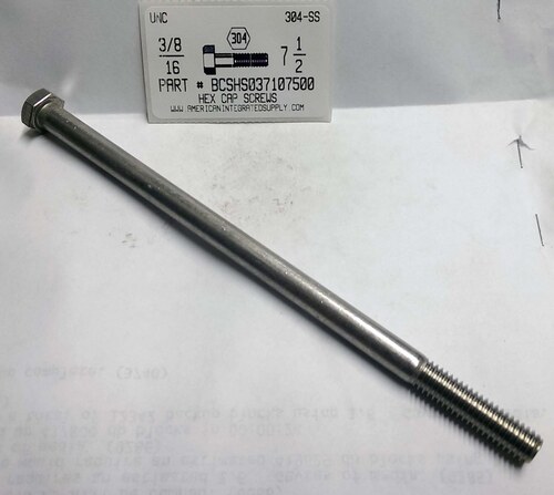 3/8-16X7-1/2 HEX HEAD CAP SCREW 304 STAINLESS STEEL