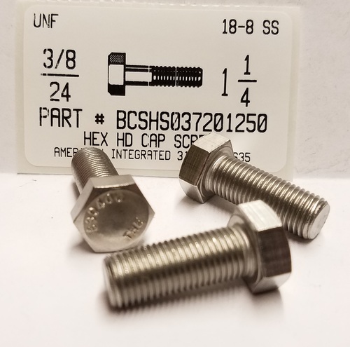 3/8-24X1-1/4 HEX HEAD CAP SCREW 304 STAINLESS STEEL