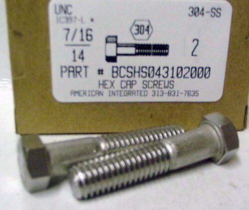 7/16-14X2 HEX HEAD CAP SCREW 304 STAINLESS STEEL