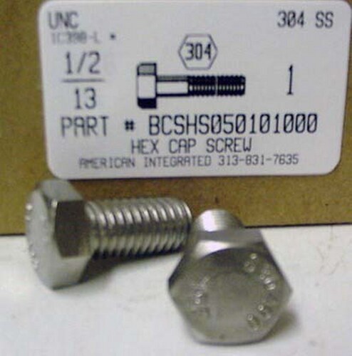 1/2-13X1 HEX HEAD CAP SCREW 304 STAINLESS STEEL