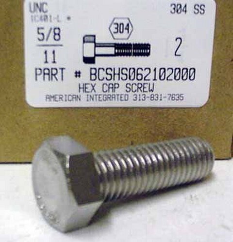 5/8-11X2 HEX HEAD CAP SCREW 304 STAINLESS STEEL