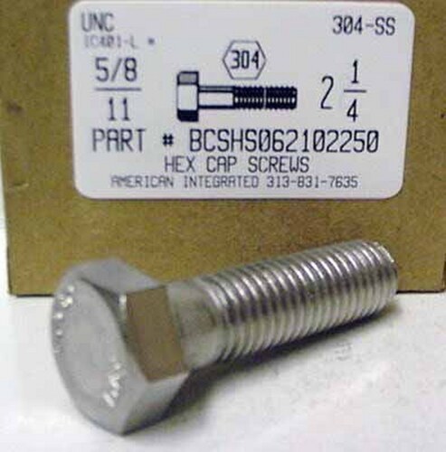 5/8-11X2-1/4 HEX HEAD CAP SCREW 304 STAINLESS STEEL