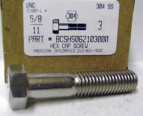 5/8-11X3 HEX HEAD CAP SCREW 304 STAINLESS STEEL