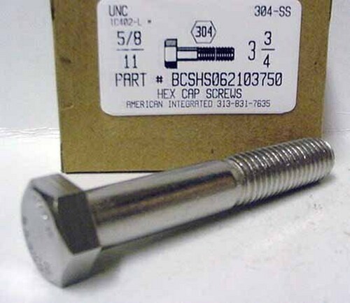 5/8-11X3-3/4 HEX HEAD CAP SCREW 304 STAINLESS STEEL